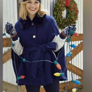 NWT Draper James Faux Fur Collar Cape